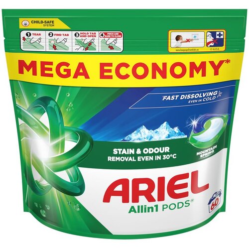 Ariel Gel Kapsule Mountain Spring 60 Kom / XXL Cene