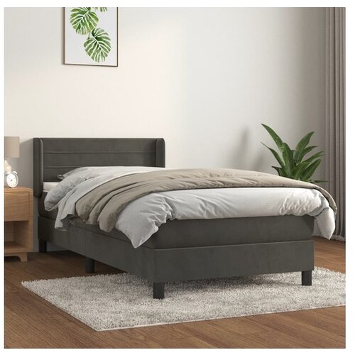  Box spring postelja z vzmetnico temno siva 80x200 cm žamet Cene