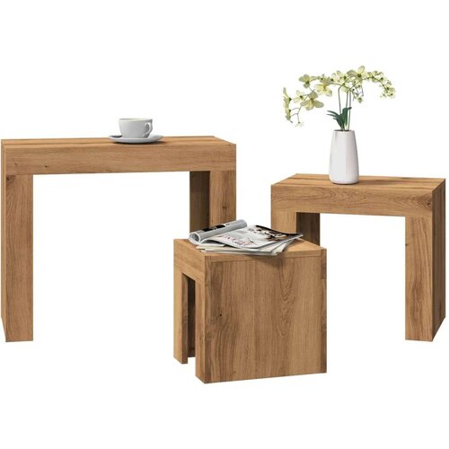 vidaXL Komplet mizic 3-delni artisan hrast inženirski les Cene