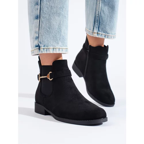 SHELOVET Women's suede black ankle boots