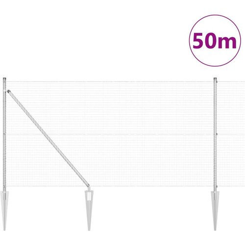 vidaXL varovana žičnata ograja s 13 konicami stebrov 1x50 m cinkano jeklo Cene