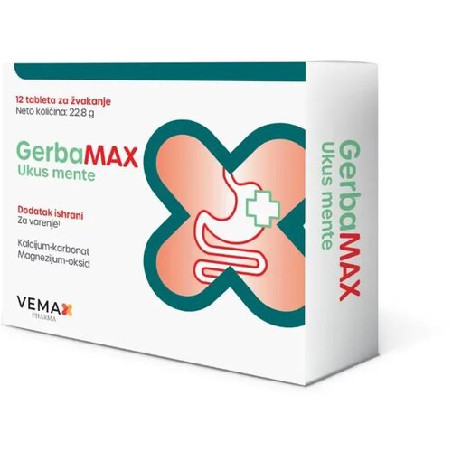 Vemax Pharma Tableta za žvakanje GerbaMAX Menta, 12 komada Slike