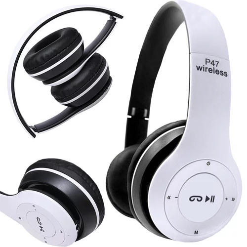Bluetooth brezžične slušalke bele FM SD MP3 + mikrofon