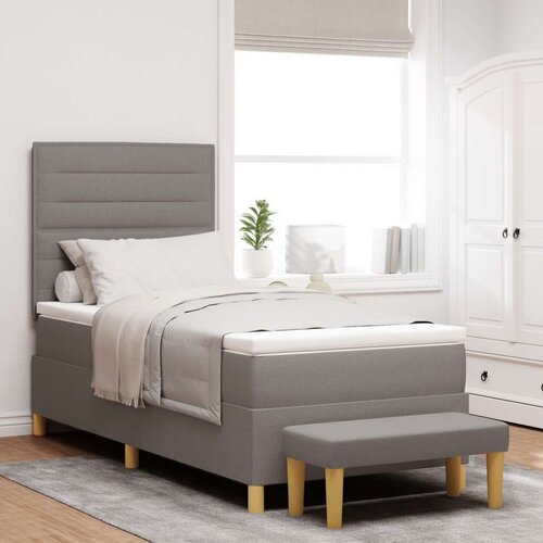  Postelja s &amp;scaron;katlo za vzmet z matračem in klopjo taupe 90x200 cm tkanina, (22082999) Slike