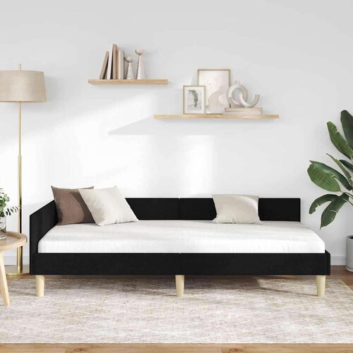 vidaXL Kutni okvir kreveta Crna 90 x 200 cm Tkanina i inženjerska drva Cijene