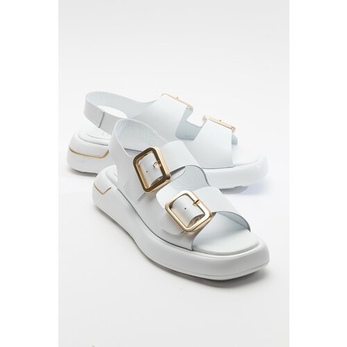 LuviShoes FURIS Women's White Skin Genuine Leather Sandals Slike
