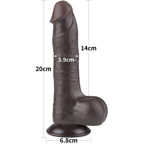 Lovetoy 2024 Sliding-Skin - dvostruki slojeviti dildo s testisima - 20 cm (smeđa) Slike