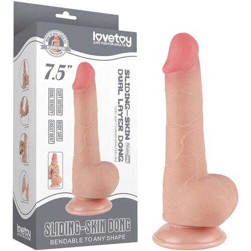 Lovetoy Drseče Kože - dvoplastni dildo z mo&scaron;njo - 20 cm (naravno) Cene