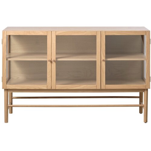 Unique Furniture Vitrina od punog hrasta u prirodnoj boji 88x140 cm Elba – Cene