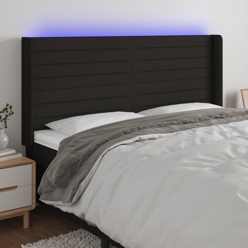 vidaXL LED posteljno vzglavje črno 203x16x118/128 cm blago Cene