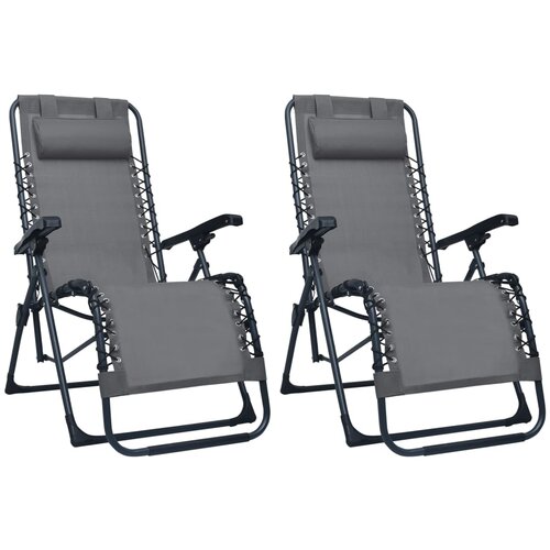  Sklopive ležaljke 2 kom sive od tekstilena Slike