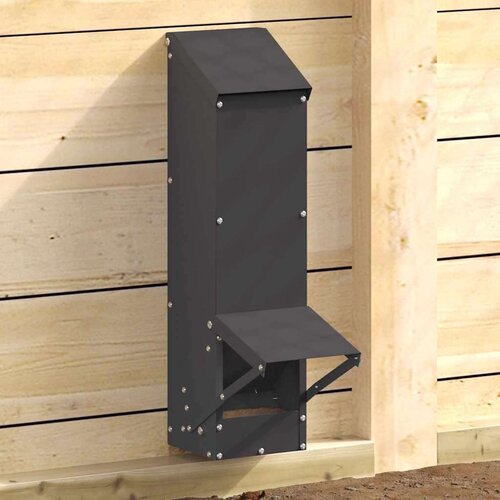 vidaXL Hranilnik za pi&scaron;čance Črna 13 x 12 x 51 cm Hladno valjana jeklo Cene