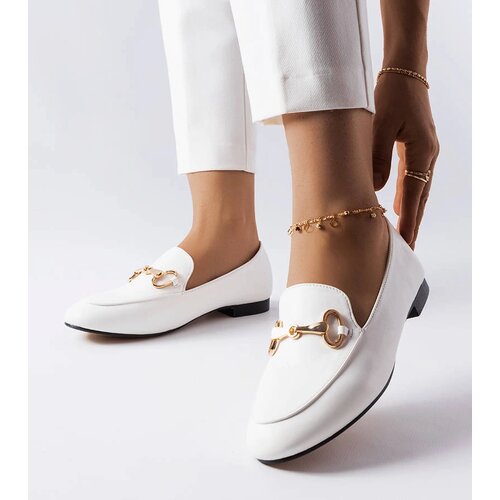 Gemre White loafers with a buckle Philip Slike