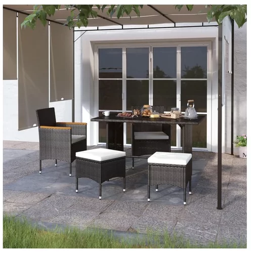 vidaXL Vrtni stoli in stolčki 4-delni komplet poli ratan črn