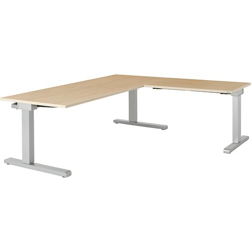 mauser Pisalna miza, s priključkom, ŠxG 1800 x 800 mm, kotni element na desni strani (širina 1000 mm), plošča imitacija javorja, ogrodje aluminijasto Cene