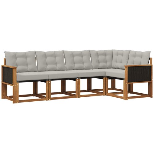 vidaXL Zunanja garnitura za sedenje 5 pcs Naravna in svetlo siva, (5000281374) Cene