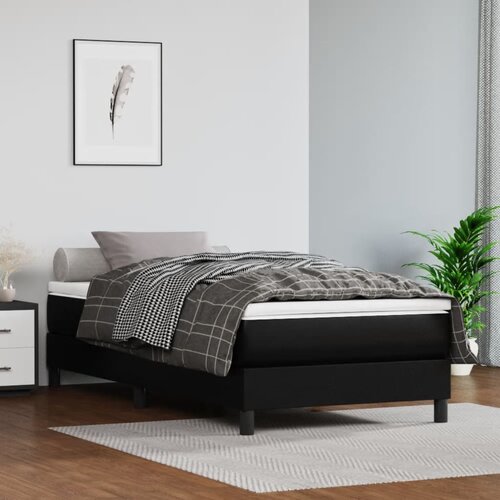 vidaXL Vzmetnica z žepkasto vzmetjo črna 90x190x20 cm umetno usnje Cene