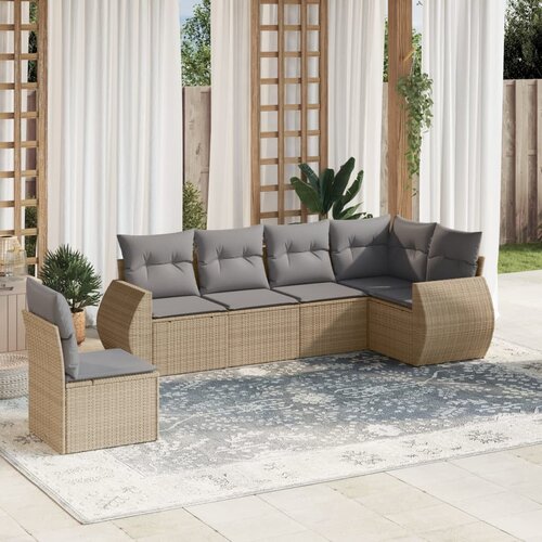 vidaXL 6-dijelni set vrtnih sofa s jastucima bež od poliratana Cijene