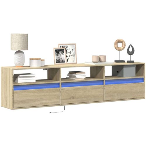 vidaXL Stenska TV omarica z LED lučkami sonoma hrast 180x31x45 cm Cene