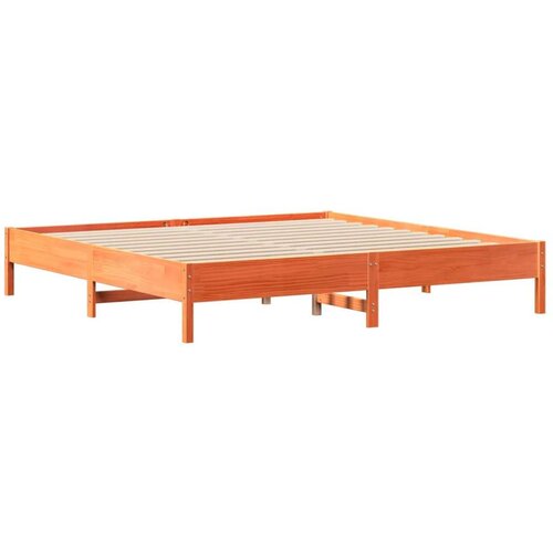 VidaXL Krevet s regalom za knjige bez madraca 200x200 cm od borovine Slike