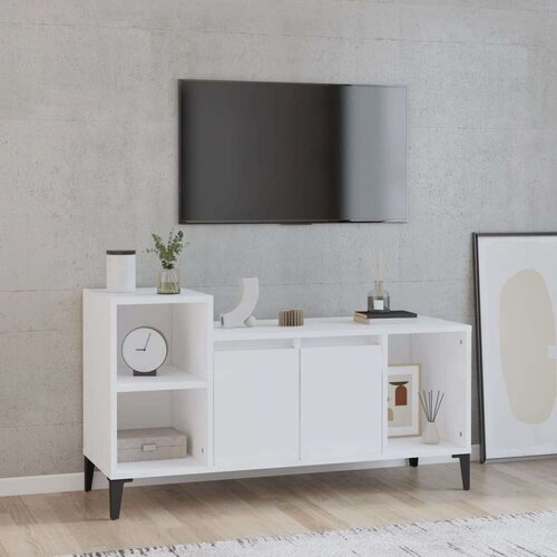 TV omarica visok sijaj bela 100x35x55 cm inženirski les, (20734729) Slike