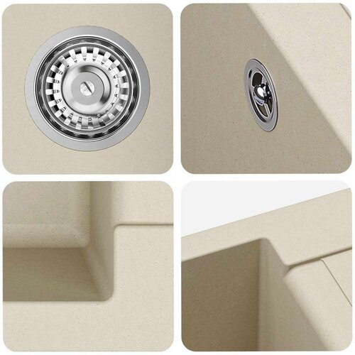  Umivalnica Bež 780 x 500 mm 80% Kvarc in 20% Smola - - Bež - 18.45 - 780 x 500 mm - 2025-vidaXL-Uvoz_2 Slike