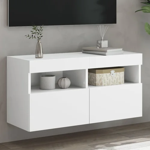  The Living Store Stenska TV omarica z LED lučkami bela 80x30x40 cm - Stenska TV Omarica, (21499132)