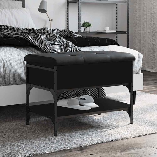 Klupa za cipele crna 62 x 42 x 45 cm od konstruiranog drva Cijene
