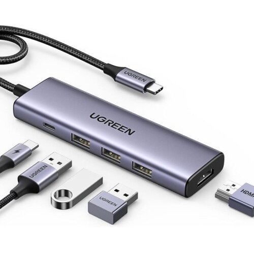 Ugreen 5-v-1 USB-C Hub (100 W PD, 4K@30Hz HDMI) Slike