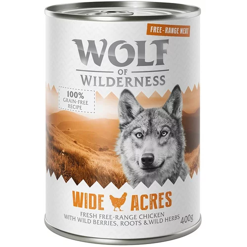 Wolf of Wilderness Varčno pakiranje "Free-Range Meat" 24 x 400 g - Wide Acres - piščanec iz proste reje