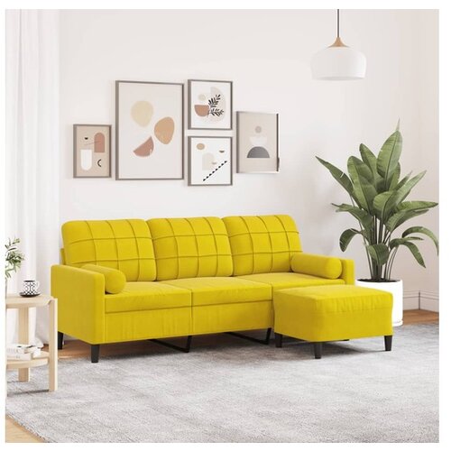 vidaXL Trosjed s tabureom žuti 180 cm baršunasti Cijene