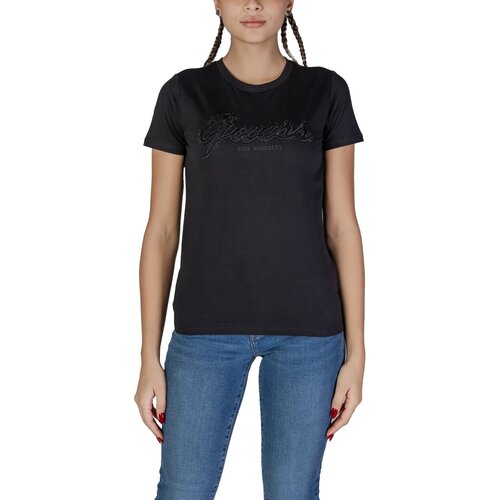 Guess Majice s kratkimi rokavi SS SCRIPT LACE LOGO W5RI08 K9RM1 Črna Cene