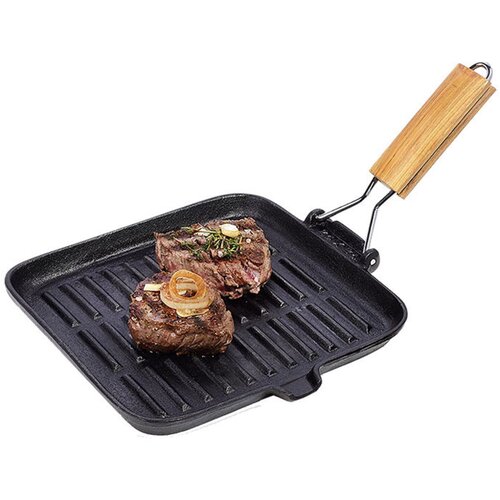 Gasiks tiganj grill sa drvenom drškom 22x22 cm Cene