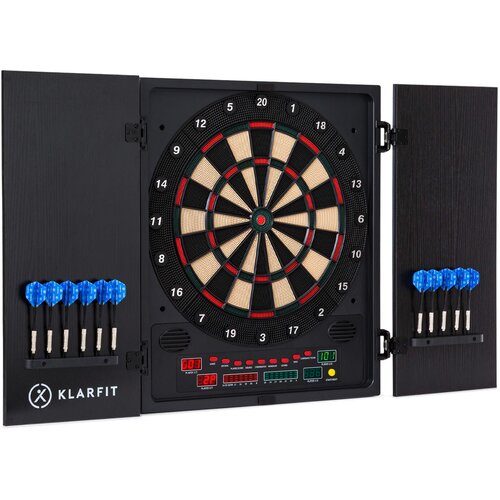 Klarfit Prednja vrata za strelice Dartmaster 180 uključujući 12 strelica i 24 vrha za strelice, zidni nosač napajanja Slike