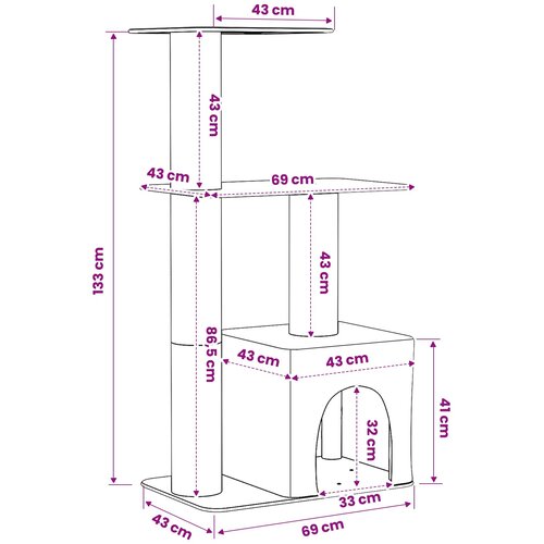  Mačje drvo s sisalnim postoljima za grebanje Svjetlosiva 133 cm Slike