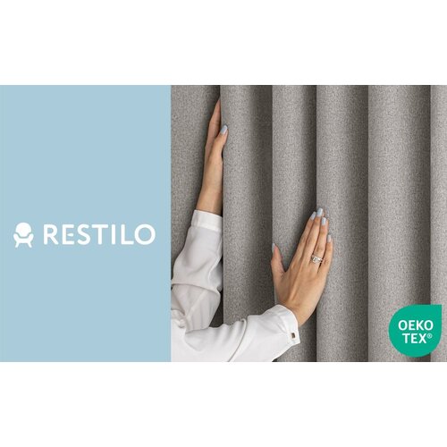 Restilo CORITA curtain, beige, plain, classic‑modern style, multi‑functional tape, material: structural fabric with blackout effect, 140 x 245 cm Slike