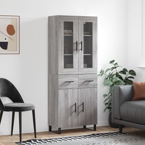 vidaXL Visoka komoda siva sonoma 69,5x34x180 cm inženirski les Cene