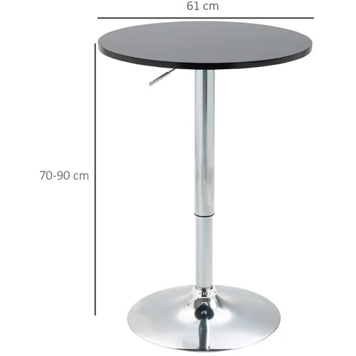  Okrugli barski stol okretna baza 360&amp;deg; podesiva visina čelik crni &amp;Oslash;61x70-90 cm Slike