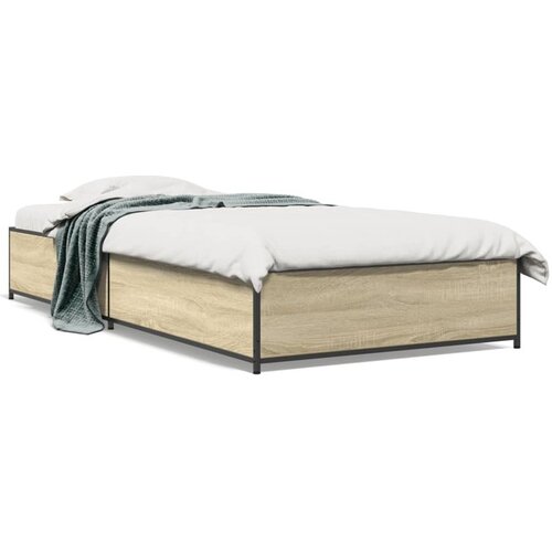 vidaXL Okvir za krevet boja hrasta 75x190 cm konstruirano drvo i metal Cene