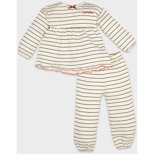 Defacto Baby Girl Striped Long Sleeve Top Long Bottom Pajama Set