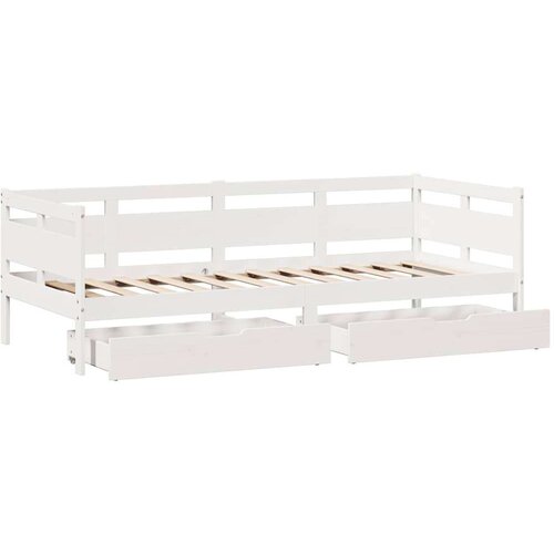 vidaXL Dnevna postelja s predali bela 90x190cm trdna borovina Cene