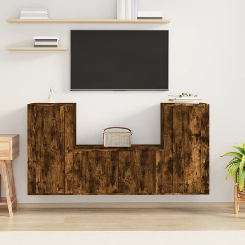 vidaXL 3-dijelni set TV ormarića boja dimljenog hrasta drveni Cijene
