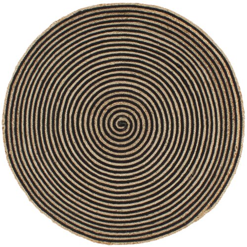 vidaXL Preproga iz jute črn spiralni dizajn ročno izdelana 150 cm Cene
