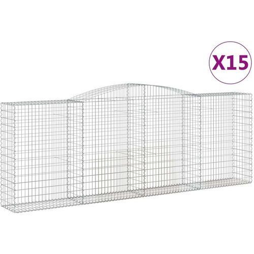  Lučne gabionske ko&amp;scaron;are 15kom 400x50x140/160cm pocinčano željezo Slike