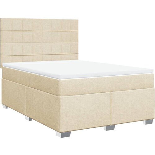 vidaXL Box spring postelja z vzmetnico krem 160x200 cm blago, (21305895) Cene