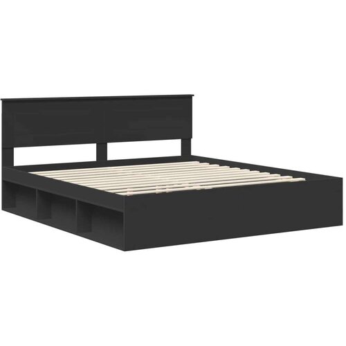 Okvir za krevet Crna 180 x 200 cm Konstruirano drvo Slike