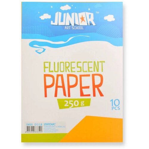 Junior jolly Fluo Paper, papir, fluo, A4, 250g, 10K, odaberite nijansu Fluo narandžasta Slike