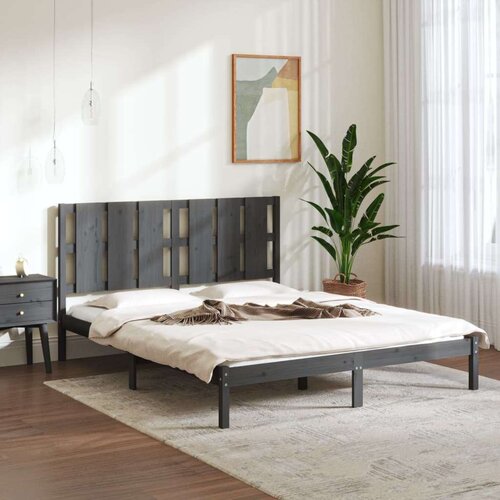  Posteljni okvir siv iz trdnega lesa 150x200 cm 5FT, (20685062) Slike
