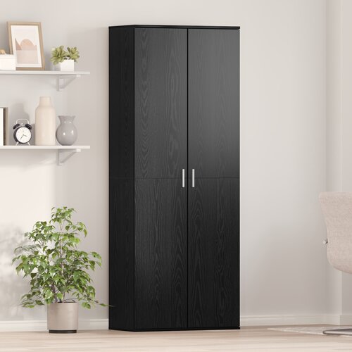 VidaXL Visoka omara Črna hrastovina 70x35x180 cm Inženirski les Slike