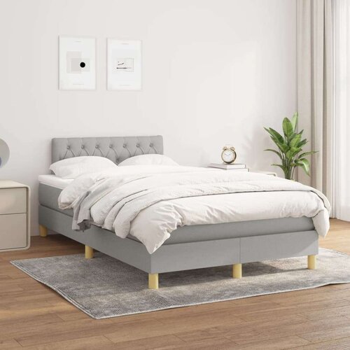  Box spring postelja z vzmetnico svetlo siva 120x200 cm blago, (20726270) Slike